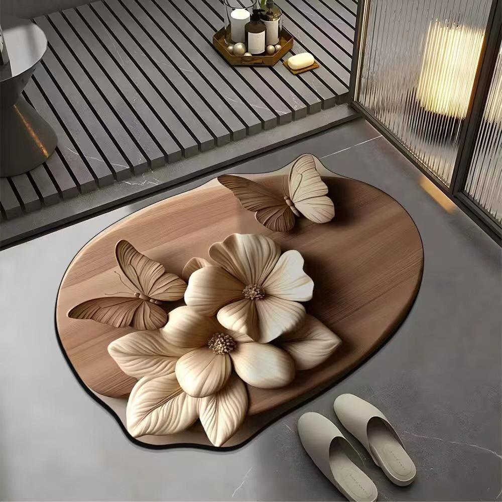 Irregular 3D Flower Diatom Mud Bathroom Anti-slip Absorbent Floor Mat