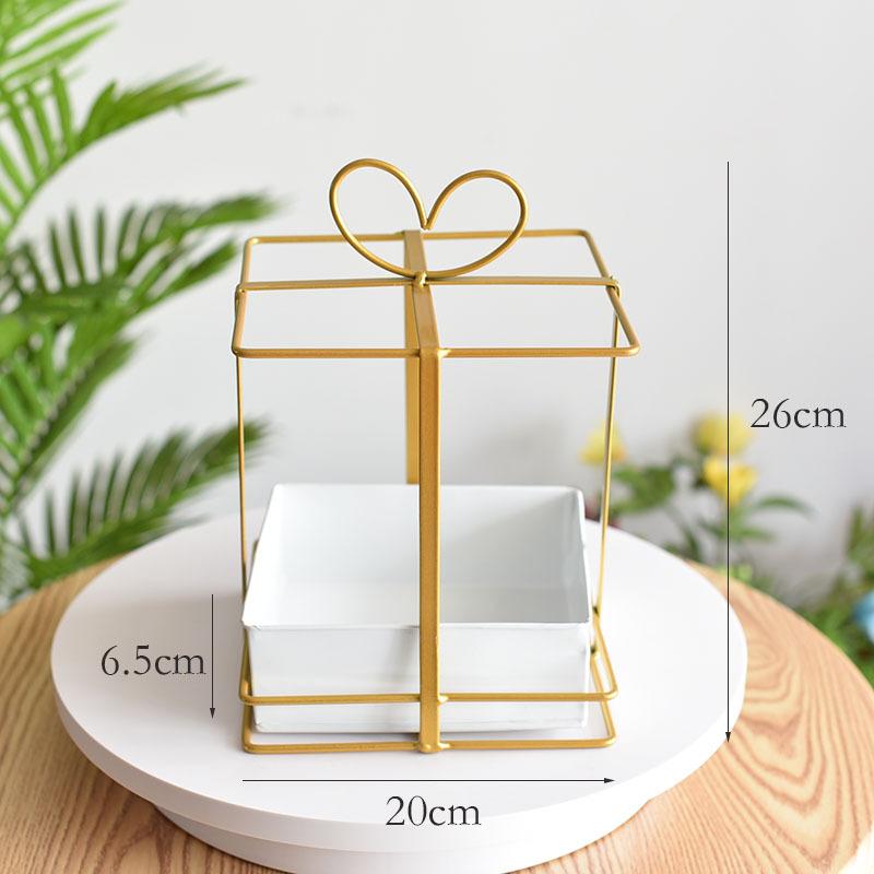 Metal Flower Basket Love Flower Stand Portable Flower Basket Flower Box Flower Round Square Wrought Iron Flower Stand Golden Geometry