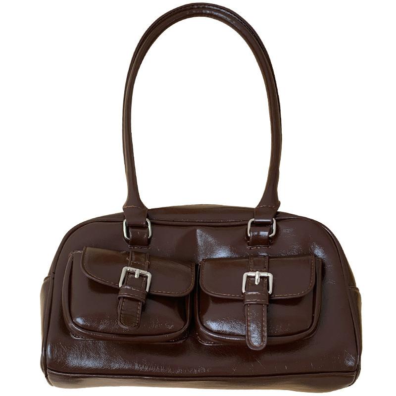 New Autumn and Winter Large Capacity Korean Ins Retro Bowling Handbag Shoulder Bag Fashionable Commuter Armpit Bag