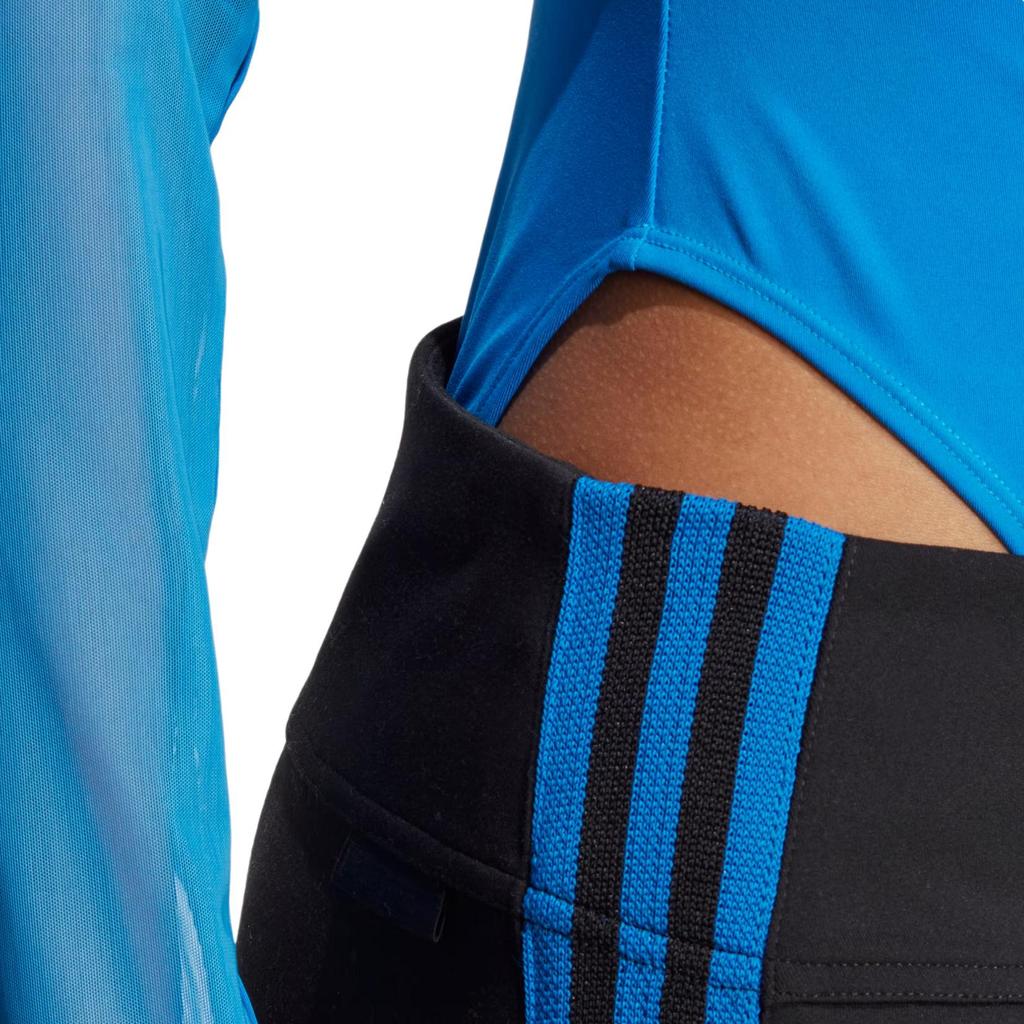 Adidas Originals Blue Version Series Santiago Bodysuit Solid Color Sequin Pattern Sports Long Sleeve Jumpsuit Women Bodysuit HR3416