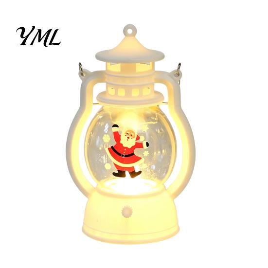 Xmas Window Ornament Christmas Lantern Night Light, Retro Santa/Snowman/Tree Handheld Oil Lamp with Festive Party Decoration Warm LED, Cute