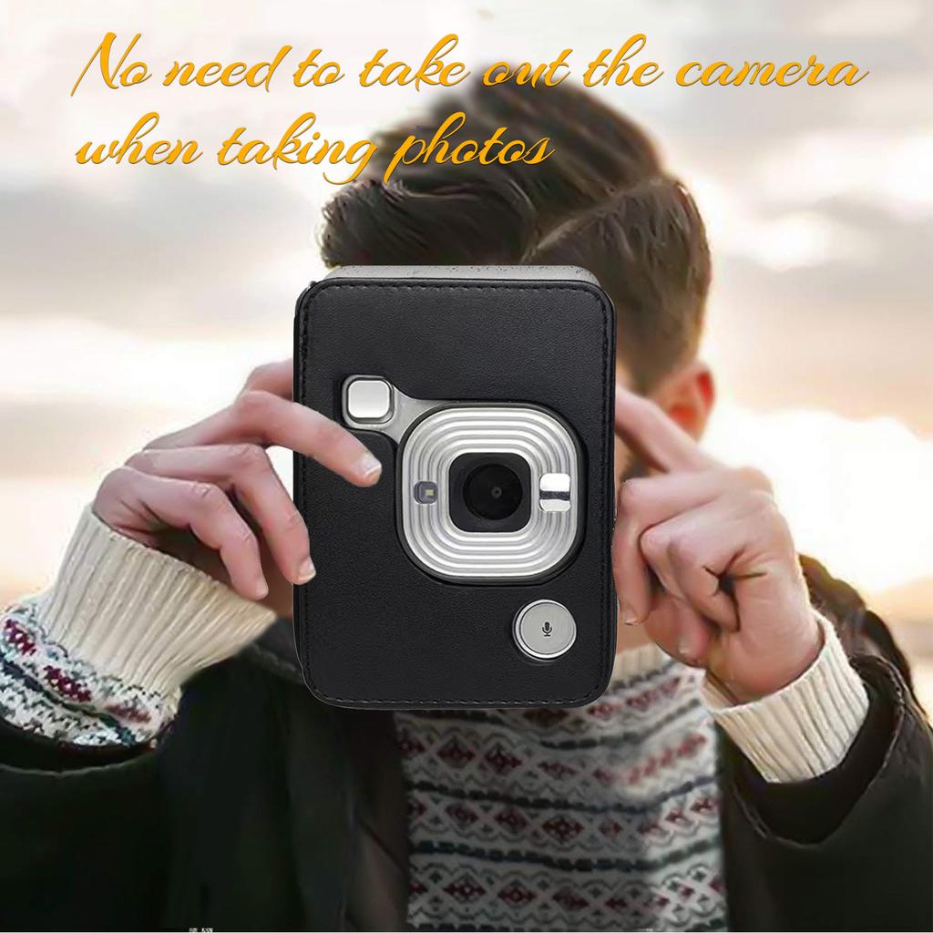 Compact Size Instant Camera Case Bag PU Leather with Shoulder Strap Compatible with Fuji Mini LiPlay