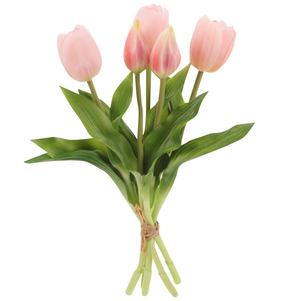1 Bunch Exquisite Simulation Tulips Bouquet Bright Vivid Lifelike Fake Flower Decor for Bedroom Living Room Theme Party Photo