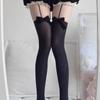 New Plus Size Leg Ring Suspender Bowknot Stockings Sheer Black Silk Over Knee Long Socks Pure Thigh High Stockings For Women