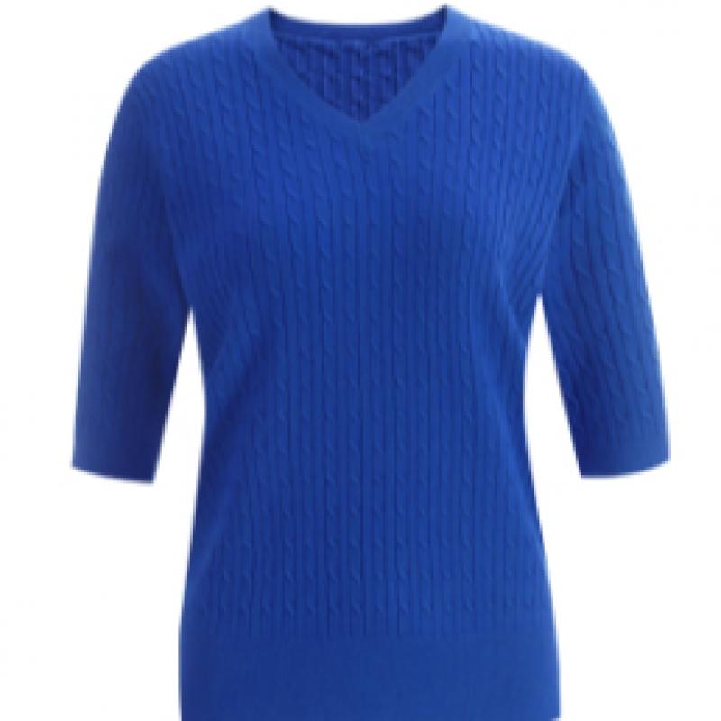 Shop Women V Neck Basic Cable Cashmere ShorT sleeVe KniT T shirT Beige Frb Wkn