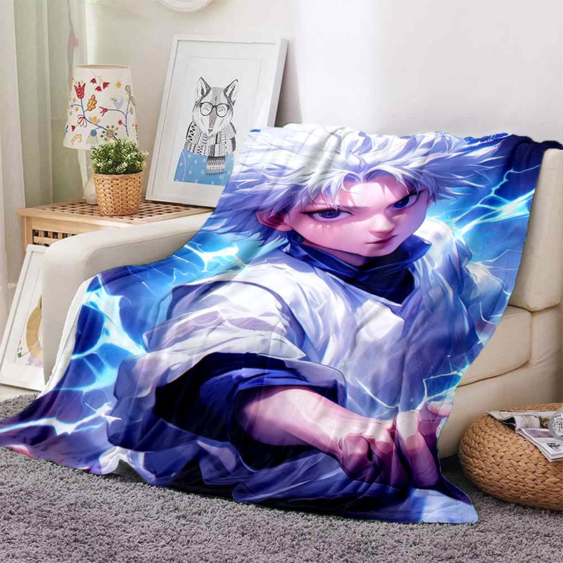 HXH Hunter X Hunter GON FREECSS Killua Zoldyck Cartoon Anime Flannel Blanket,Soft Throw Blanket for Home Bedroom Bed Sofa Gift