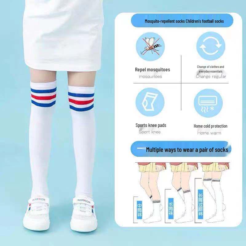 Kids' Mesh Ruffle Mid-Calf Socks, Thin Cotton, Knee-High for Girls & Boys, Football Style