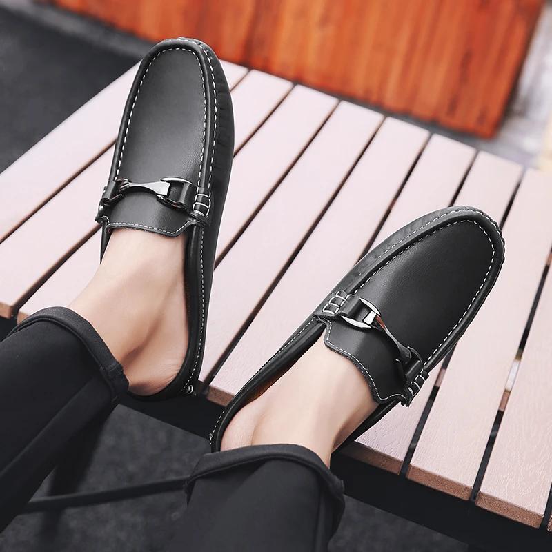 Mode Half Drag Retro Social Loafers Herren Freizeitschuhe Herren Flache Muller Schuhe Brogue Mode Club Komfort Slipper Sommer Herrenschuhe