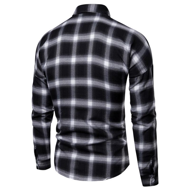 Men's New Autumn Long-sleeved Plaid Shirt for Men