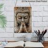 2D Flat 1pc, Golden Leaf Buddha Retro Aluminium Wall Decor Poster, Suitable for Home and Garden Decoration, Perfect Room Decor, Ideal for Use During