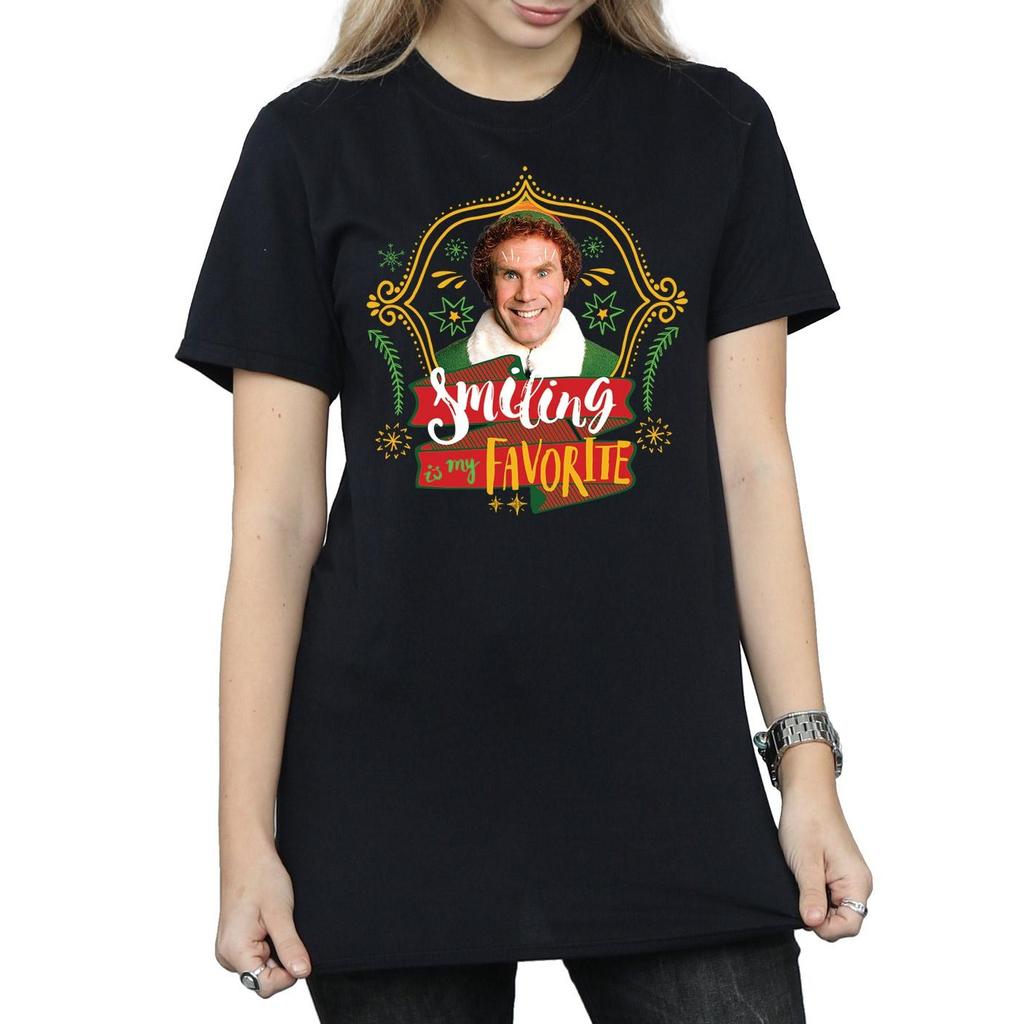 Elf Womens/Ladies Buddy Smiling Cotton Boyfriend T-Shirt