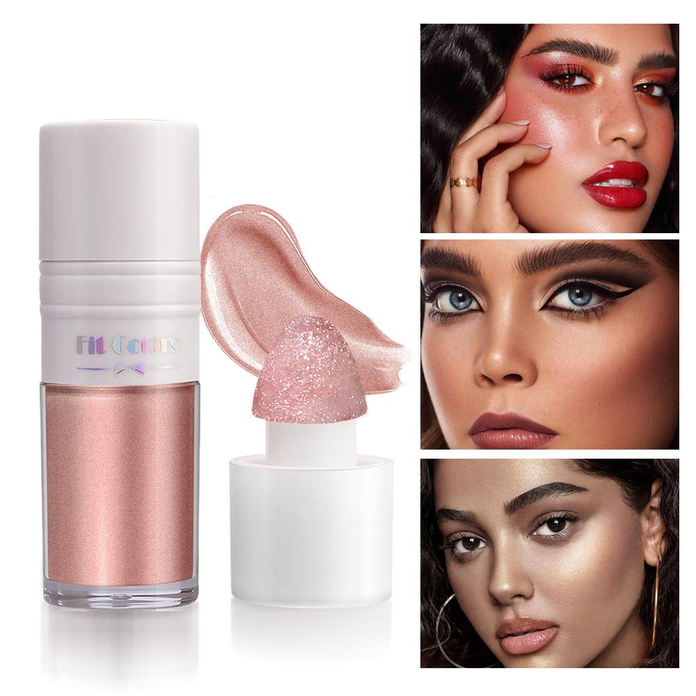 Fit Colors 3D Liquid Highlighter & Contour Blush - Matte & Pearlescent Multifunctional Makeup Brightener.