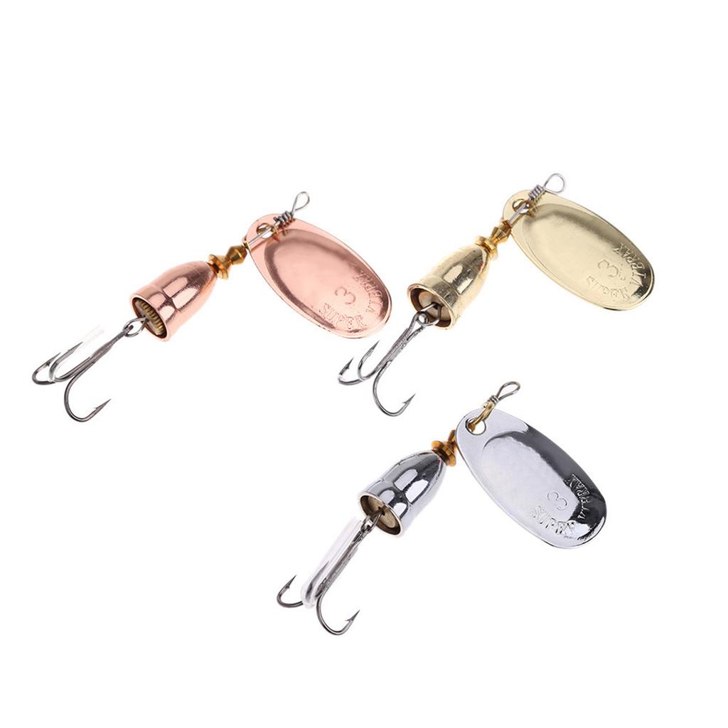 Spinner Fishing Lures with Triple Hooks Metal Lures Hard Metal Spinner Baits Fishing Accessories for Freshwater