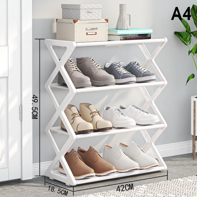 Creative Simple Assembly Shoe Rack Steel Tube 4-Layer Solid Color Assembly Home Shoe Rack For Porch Living Room Storage Rack