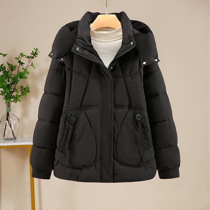 Plus size XL women's short hooded winter new cotton-padded jacket loose warm cotton-padded jacket top