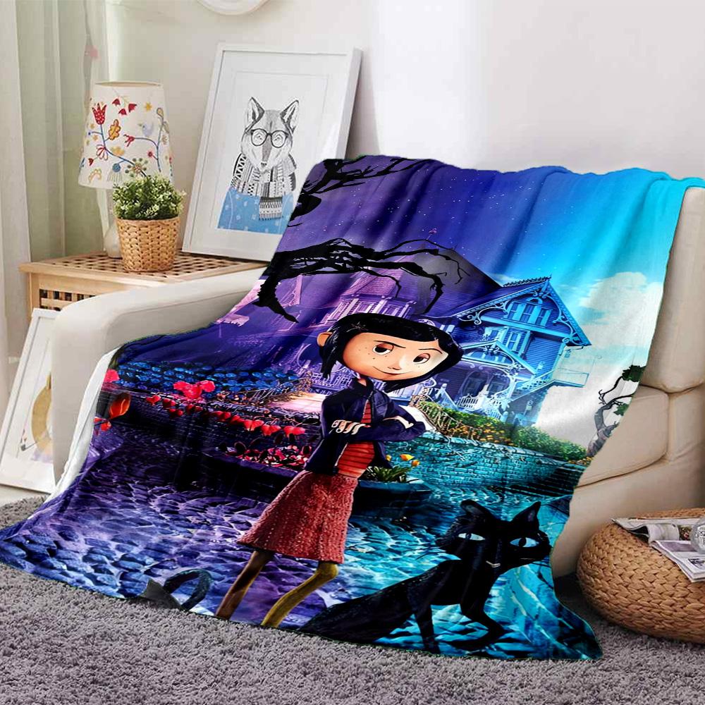 Spooky Night Adventure Flannel Blanket Super Soft Warm Cozy Blanket For Sofa Bed Office Travel Allseason Home Decor Gift