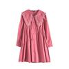 Maslan Spring/Summer Fashion Lace Sailor Collar Solid Color Long Sleeve Loose Dress