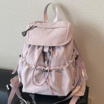 Korean Version Ins Style Backpack Female High School College Student Large-capacity Schoolbag Solid Color Literary and Leisure Travel Backpack Tide