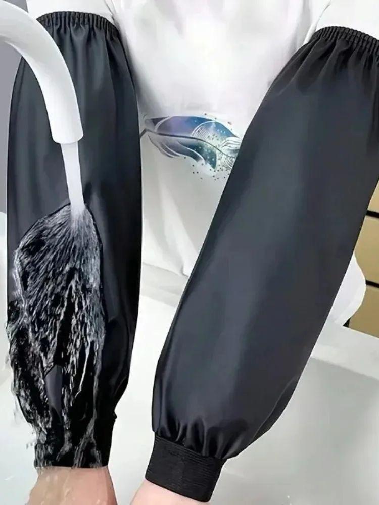 שרוולי זרוע מעור פו שחור כבד - עמידים למים ולשמן למטבח, עבודה מקצועית ושימוש תעשייתי