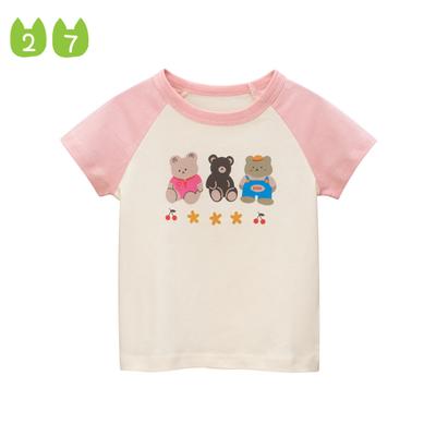 New Children Short-Sleeved T-shirt Baby Cartoon Bear Clothes