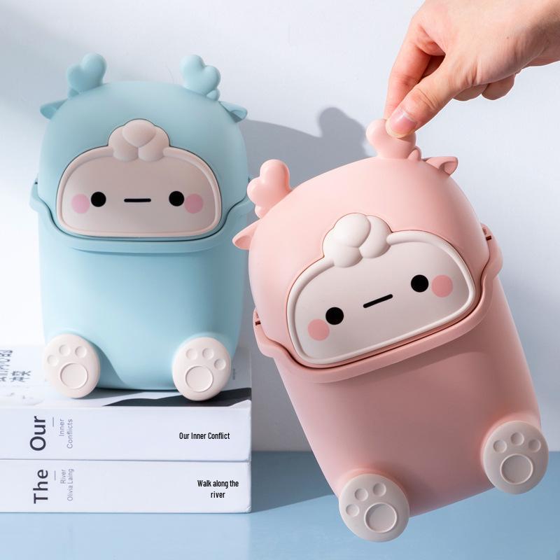 Mini Desktop Cartoon Trash Can - Cute and Stylish Tabletop Bin for Home, Dorm, Office, or Bedroom.