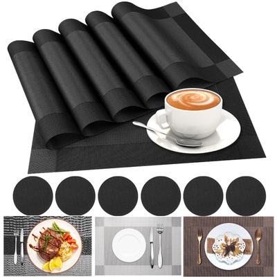 6Pcs Table Mat W/ Coaster Set Non-Slip Bowl Pad Washable PVC Heat-resistand Dining Table Placemats Modern Home Party Decoration