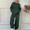 Women's Loose Fit Tracksuit Long Sleeve Crew Neck Sweatshirt High Waist Jogger Pants Two-Piece Outfit
