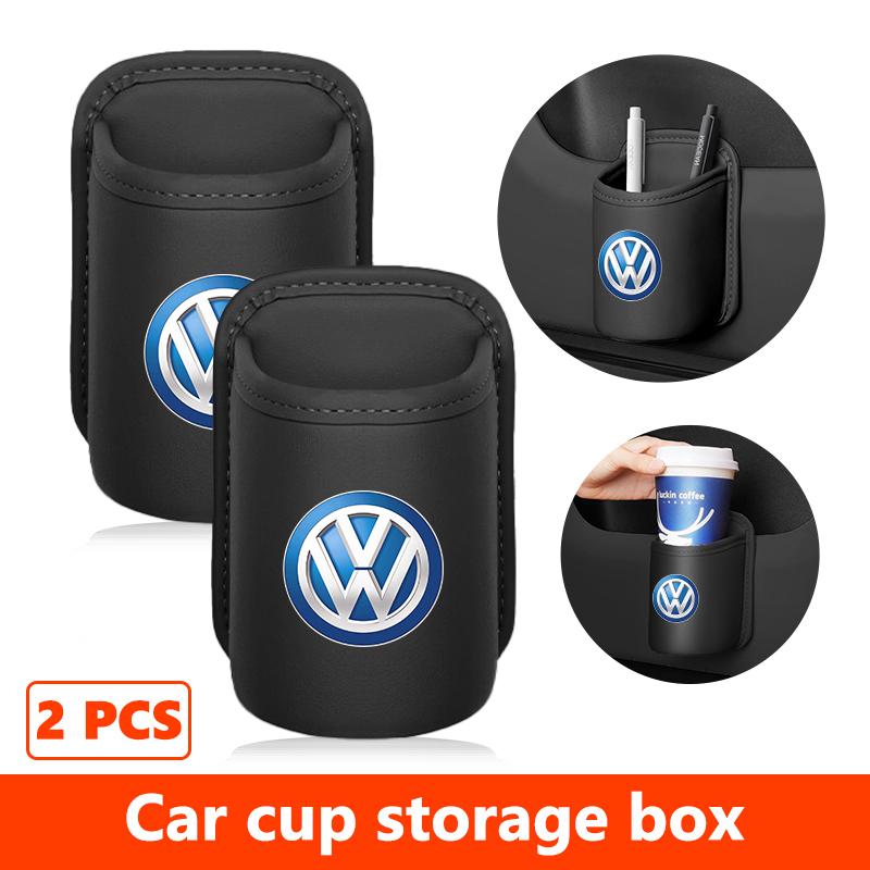 Car Leather Side Door Cup Holder Wear-Resistant Waterproof For Volkswagen VW Scirocco Passat Polo B5 B6 B7 CC Tiguan Sharan