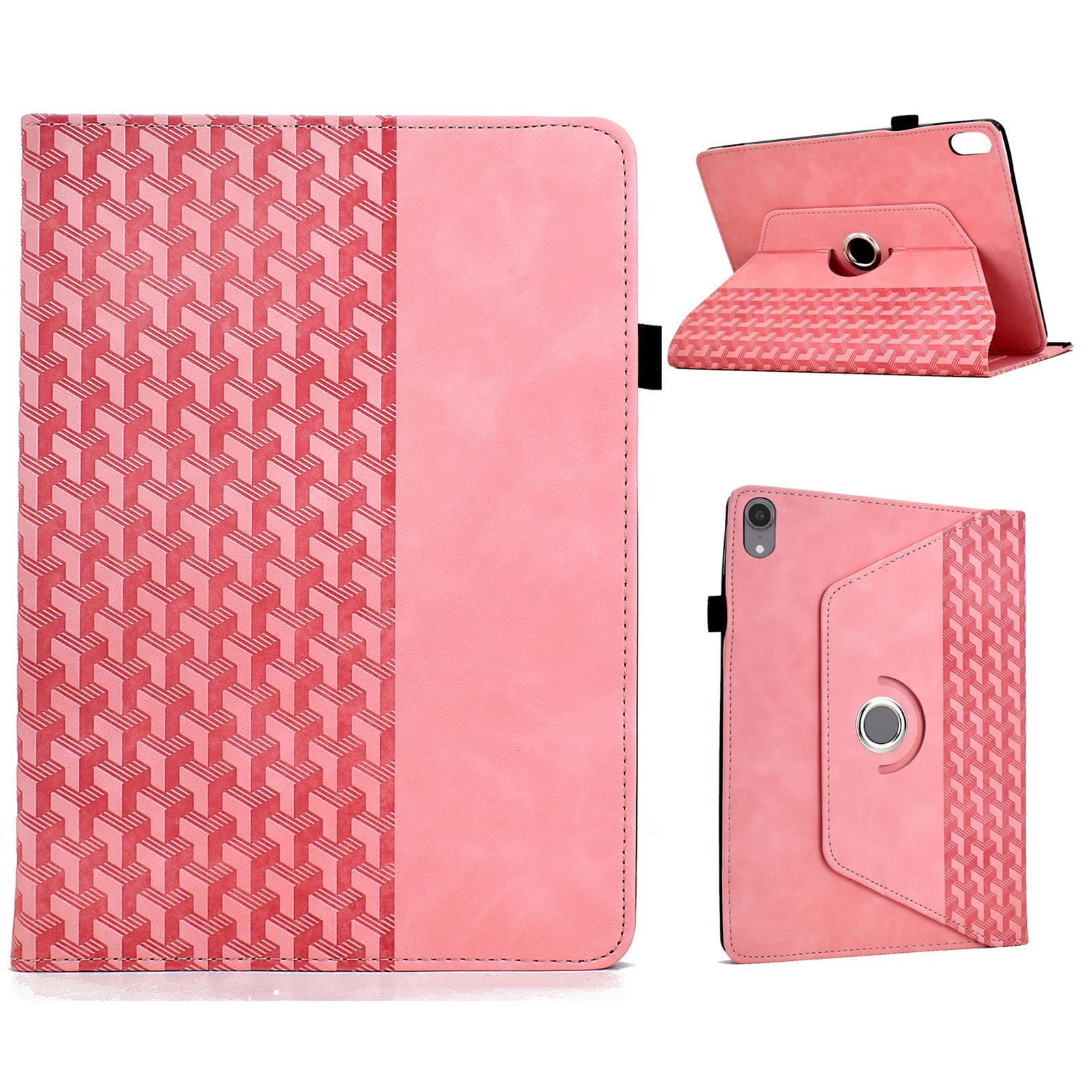 

For iPad mini (2024)/(2021) Case Rotating Stand Building Block Imprinted Leather Tablet Cover Pink