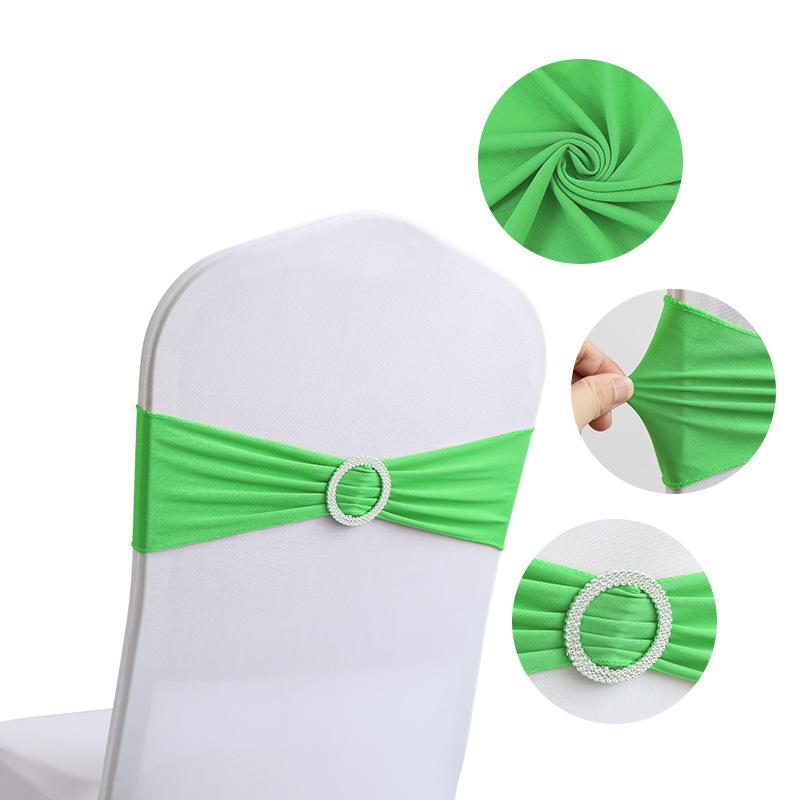 LMETJMA 10 Pcs Spandex Chair Sashes Premium Stretch Bows With Buckle Slider Universal Elastic Bands for Wedding Party Banquet