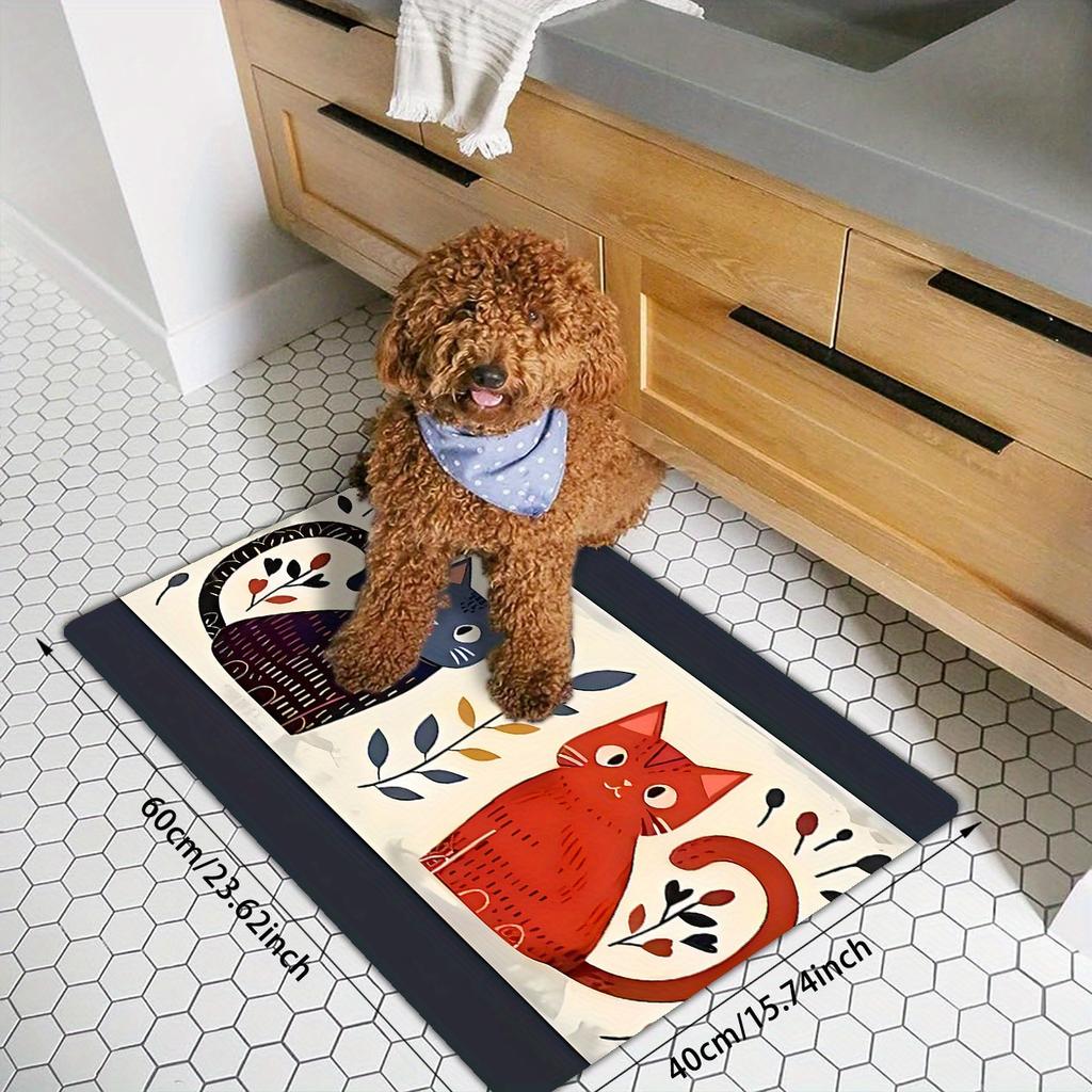 Cute Cartoon Cat Print Area Rug, Soft Non-Slip Machine Washable Floor Mat for Bedroom Kitchen Hallway Living Room Home Decor