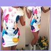 Elegantes britisches Mini-Kleid mit Blumenprint aus Milchseide, Bodycon, mittellang