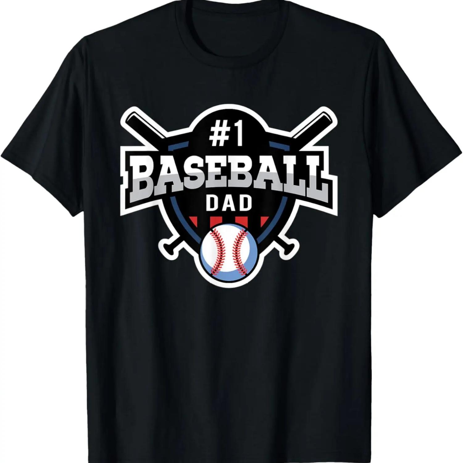Футболка «Папа №1 в бейсболе» XXXXXL чёрный