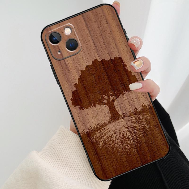 Tree Flower Bamboo Wood Phone Case For iPhone 17 Pro Max 16 15 11 13 12 14 Pro Max mini 15 16 Plus 16e 17 Air Cover