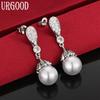 925 Sterling Silver 16mm Pearl Earrings Wedding Jewelry
