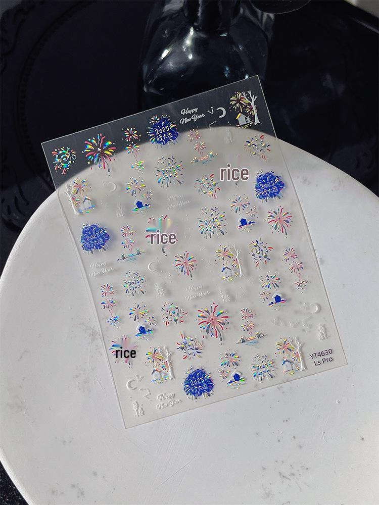 

YITU Ant Graph 2025 Переливающиеся наклейки для ногтей Салют Звезда и Луна с клеевой основой (YT4630)