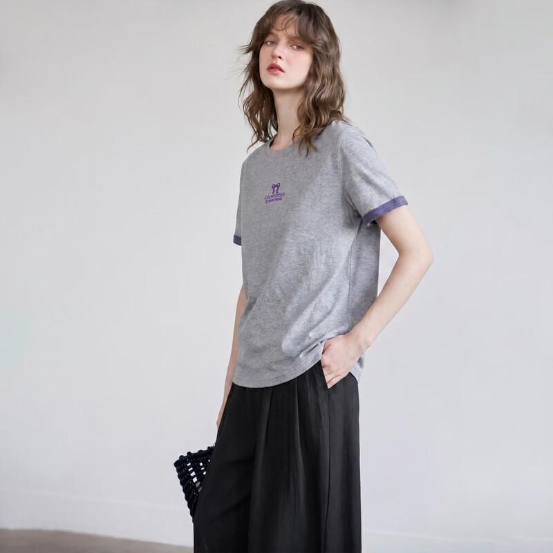 Women's Pure Cotton Contrast Letter Sequin T-shirt