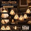 Atmosphärische Beleuchtung für Geschäfte LED Geister-Lichterketten Halloween-Dekorationen, Niedliche Hängende Gaze-Lampen Innen-Außen-Dekorationen mit Warmweiß