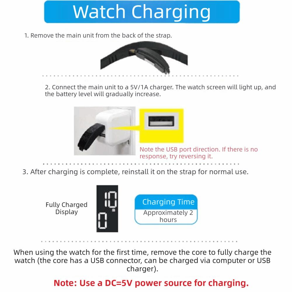 Waterproof Silent Wristband Vibration Wake-Up Smart Band Health Monitor Sports Watch Student Life