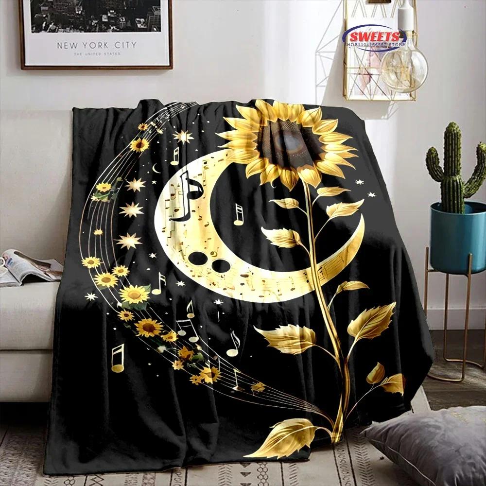 3D-Druck Blumenmotiv Sonnenblumen Weiche Flanelldecke für Bett Schlafzimmer Sofa Picknick, Überwurfdecke zum Zudecken Outdoor-Freizeit Nickerchen