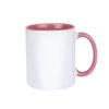 Bílý hrnek s barevným uchem a designem s tepelným přenosem
