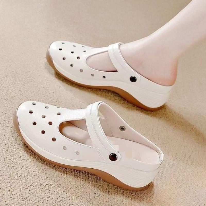 

Women s Slip-on Shoes, New Style, Breathable, Versatile, Platform Heel, Open-toe Sandals 35 бежевый