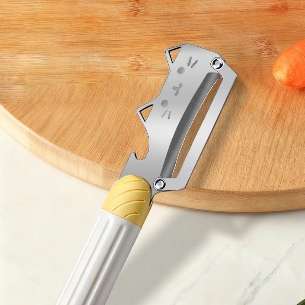 PP Non-Slip Handle Stainless Steel Peeler Durable Cartoon Vegetable Peeler Cat Pattern Hangable Kitchen Peeler Kitchen Use