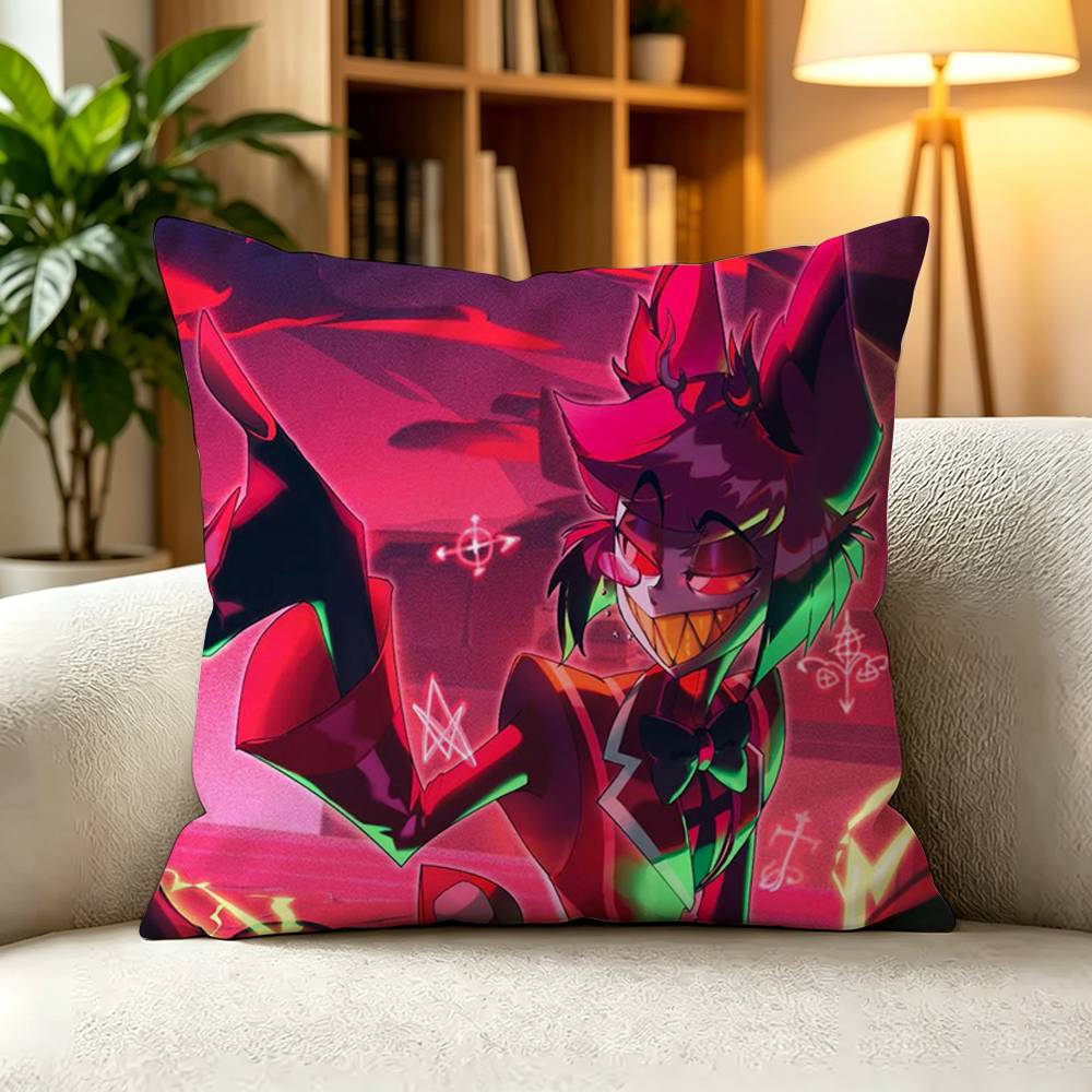 AAlastor Hazbin Hotel Graphic Pillow Case Square DoubleSided Sofa Cushion Cover Bedroom Bedside Pillow