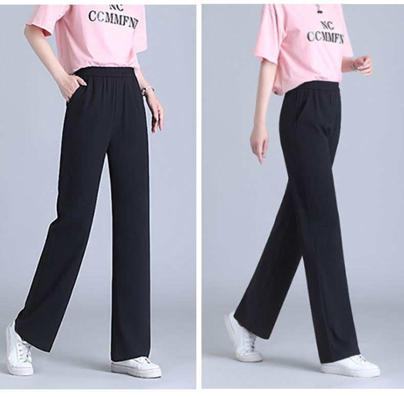 Ice Silk Chiffon High-Waist Quick-Dry Wide-Leg Pants for Women