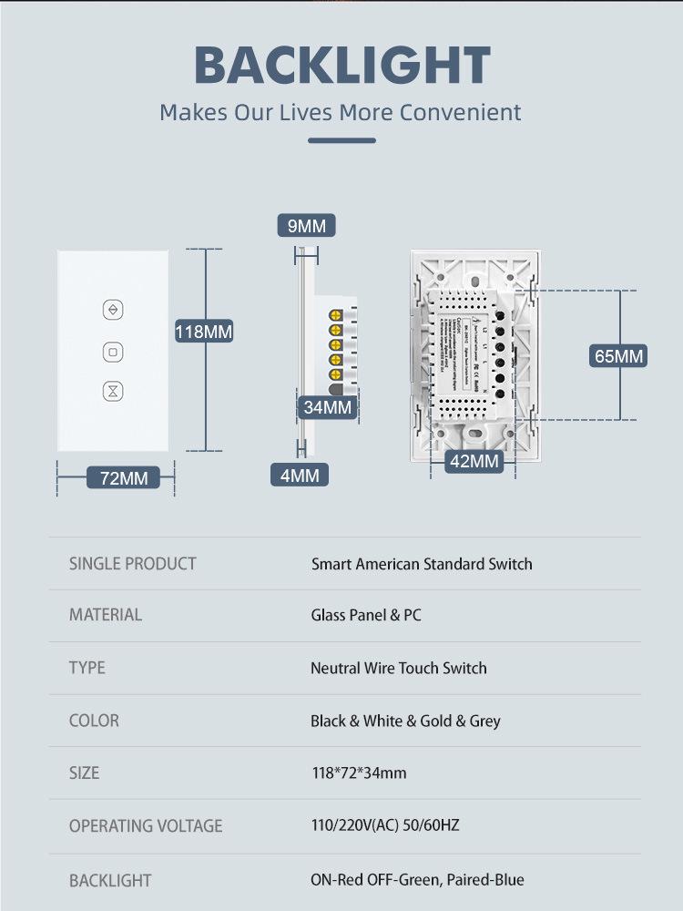 Zigbee Smart Touch Curtain Switch with Alexa Voice Control and Tuya Integration
