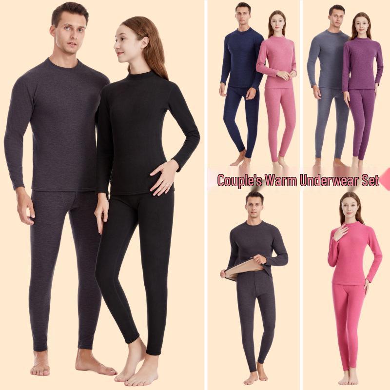 Unisex Lambswool Underwear Set with Fleece Lining & Thick Fabric for Autumn/Winter.
