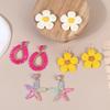 Exaggerated Handmade Retro Rattan Raffia Geometric Earrings Ethnic Style Summer Beach Women'S Tassel Earring
