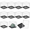 12pcs Square Plastic Display Case Specimen Boxes with Black Base for Rock Mineral Clear 5.5x5.5x5.5cm