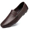 Men's Round Head Casual Single Shoes Sleeve Doudou Shoes Breathable Flat Heel Light First Layer Cowhide Large Size